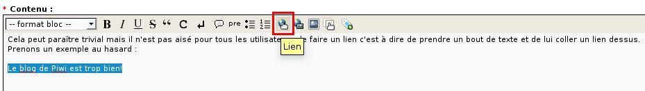 faire un lien dans dotclear